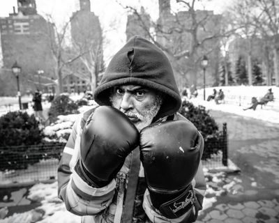 Boxer in Washington Square Park